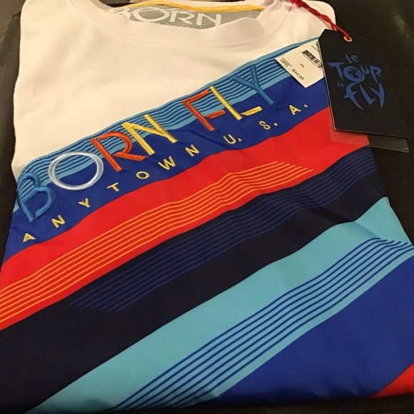 Shirt 2XL White Multi Color Born-Fly USA NWT - Picture 2 of 8